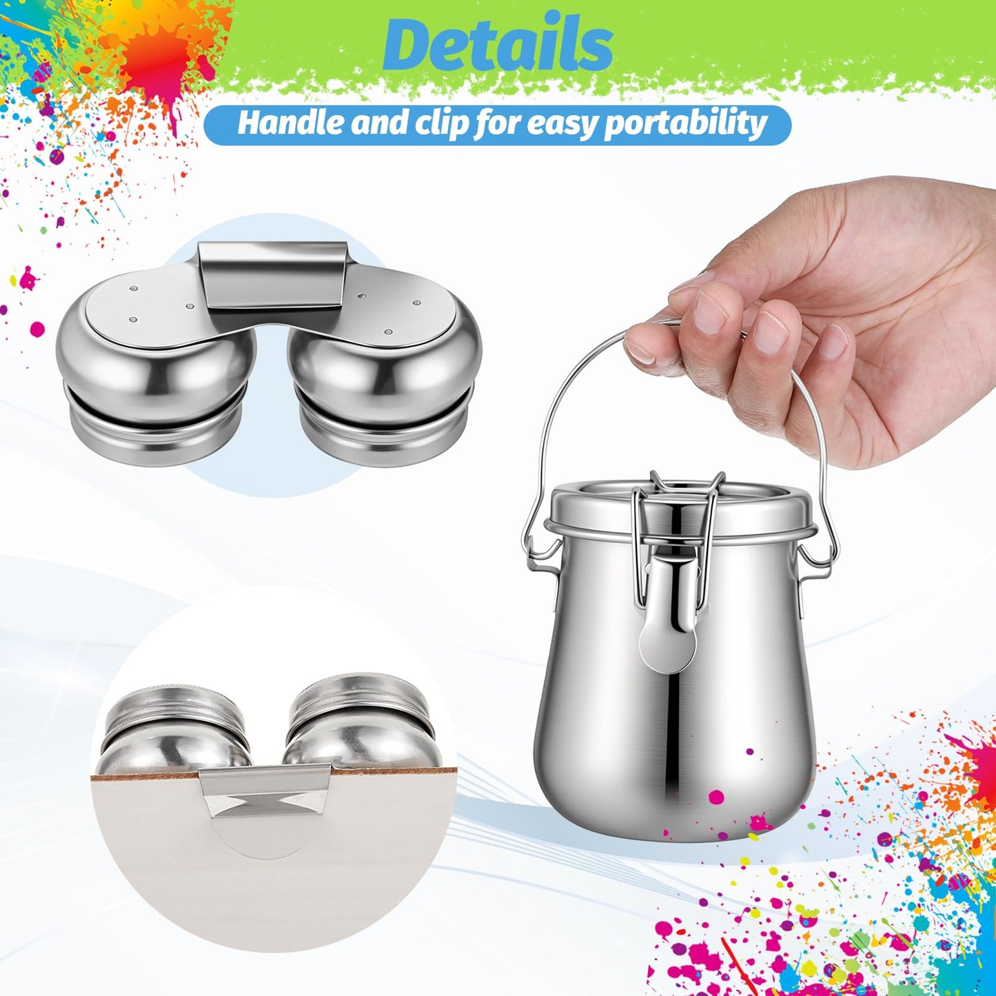 MySHUCE 2 Pcs Paint Brush Cleaner, Airtight Stainless Steel Brush Holder for Painting Double Dipper Palette Cup Paint Brushes Portable Washer Holder for Oil Cleaner Kits(20oz/Medium)
