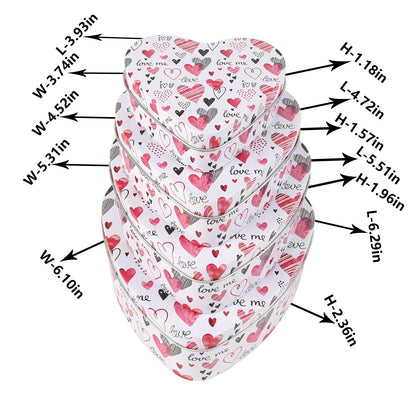 PHILPETY Decorative Heart Storage Box Rural Tin Gift Box Tinplate Candy Cookie Jars Square Storage Containers with Lids for Chocolate Candy Tea Coffee Cosmetics Jewelry Photos Gift Case 4Pcs