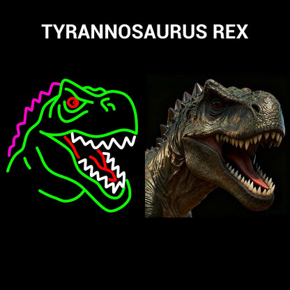 Dinosaur Neon Sign Lights for Wall Decor, T-REX LED Sign for Room and Man Cave Decor, Dimmable Powered LED Signs for Bedroom, Man Cave Party, Birthday Christmas Gift (T-REX Green)