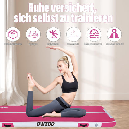 Dwzdd Gymnastics Air Mat 10ft/13ft/16ft/20ft Tumbling Mat Inflatable Gymnastics Tumble Track for Home/Gym/Training/Cheerleading/Water with Electric Pump