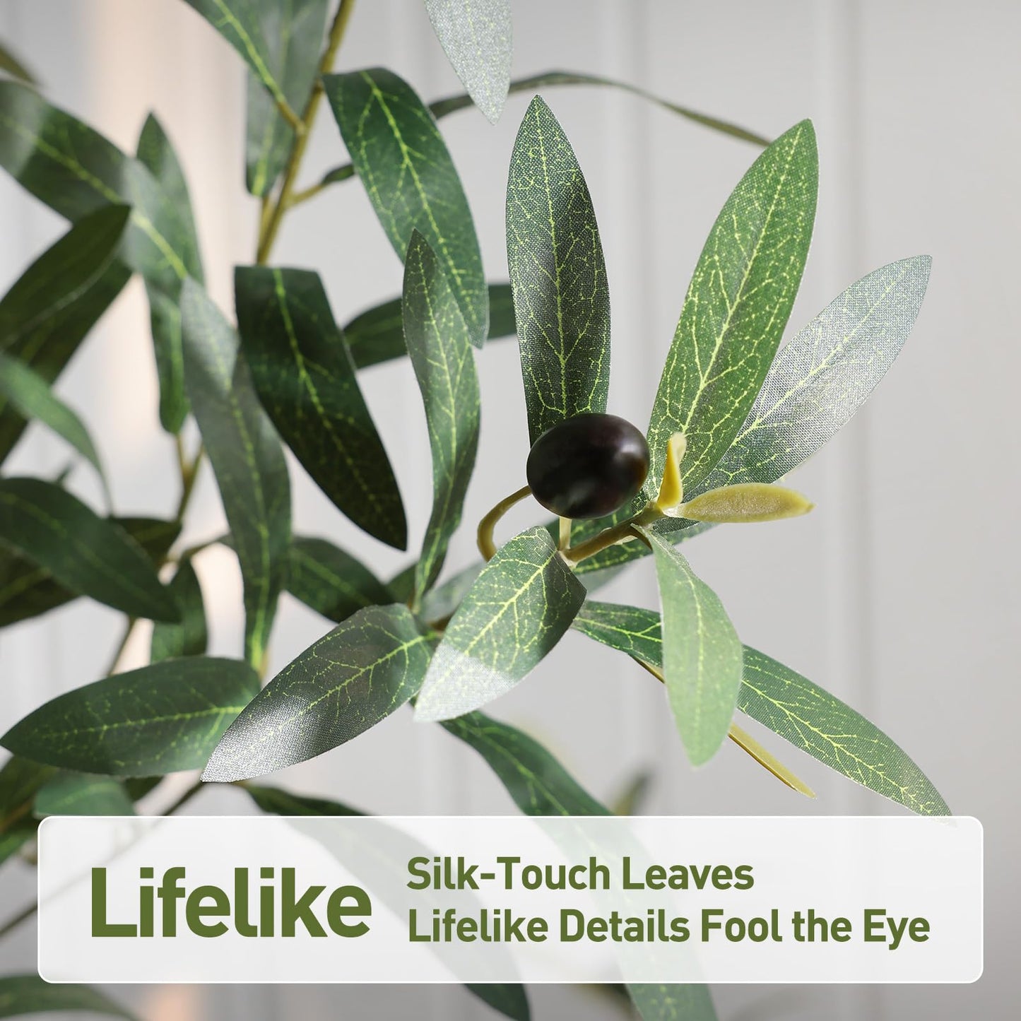 VeriNatural Olive Trees Artificial Indoor,8Ft Large Faux Plants,Tall Fake Tree with 15in White Round Planter,Full & Lush Faux Olive Tree for Home Decor Living Room, Office or Bedroom,Housewarming