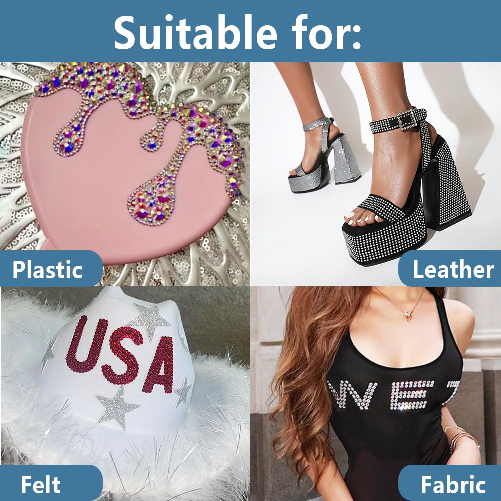 blinginbox Hotfix Rhinestone Setter Hot Fix Applicator Tool Bedazzler Kit with Rhinestones Hot Fixed Wand for Clothes Clothing Fabric DIY Crafts 4000 Pcs Round Crystals Gems for Shoes and Clothes