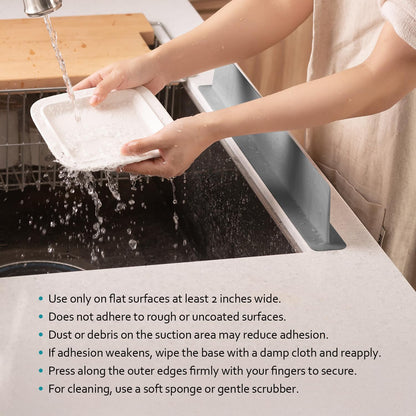 carrotez Silicone Kitchen Sink Splash Guard for Faucet — Silicone Water Splash Guard Mat, Quick Suction Setup, Gray(20.5 x 1.8 x 2.75")
