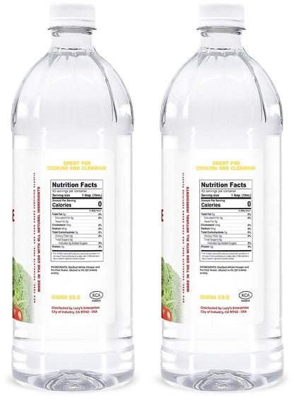 Lucy's Family Owned - Natural Distilled White Vinegar, 32 oz. bottle (Pack of 2) - 5% Acidity