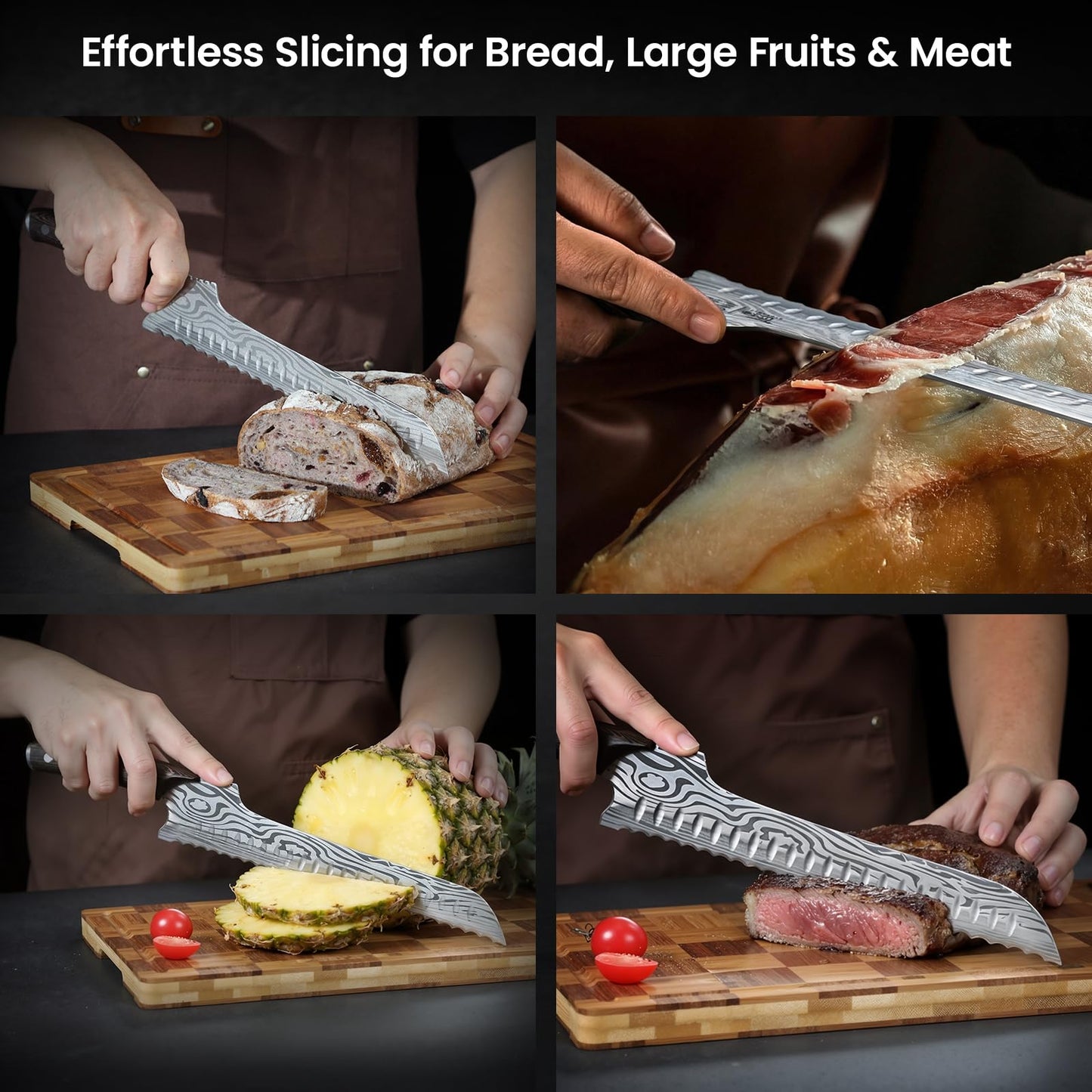 SYOKAMI 2026 New Upgraded Offset Bread Knife for Homemade Bread, 10.5 Inch Resharpenable Serrated Knife, Ultra-Sharp Sourdough Slicing, Perfect Kitchen Gift, Designed for Cutting Cakes, Fruits & Meat