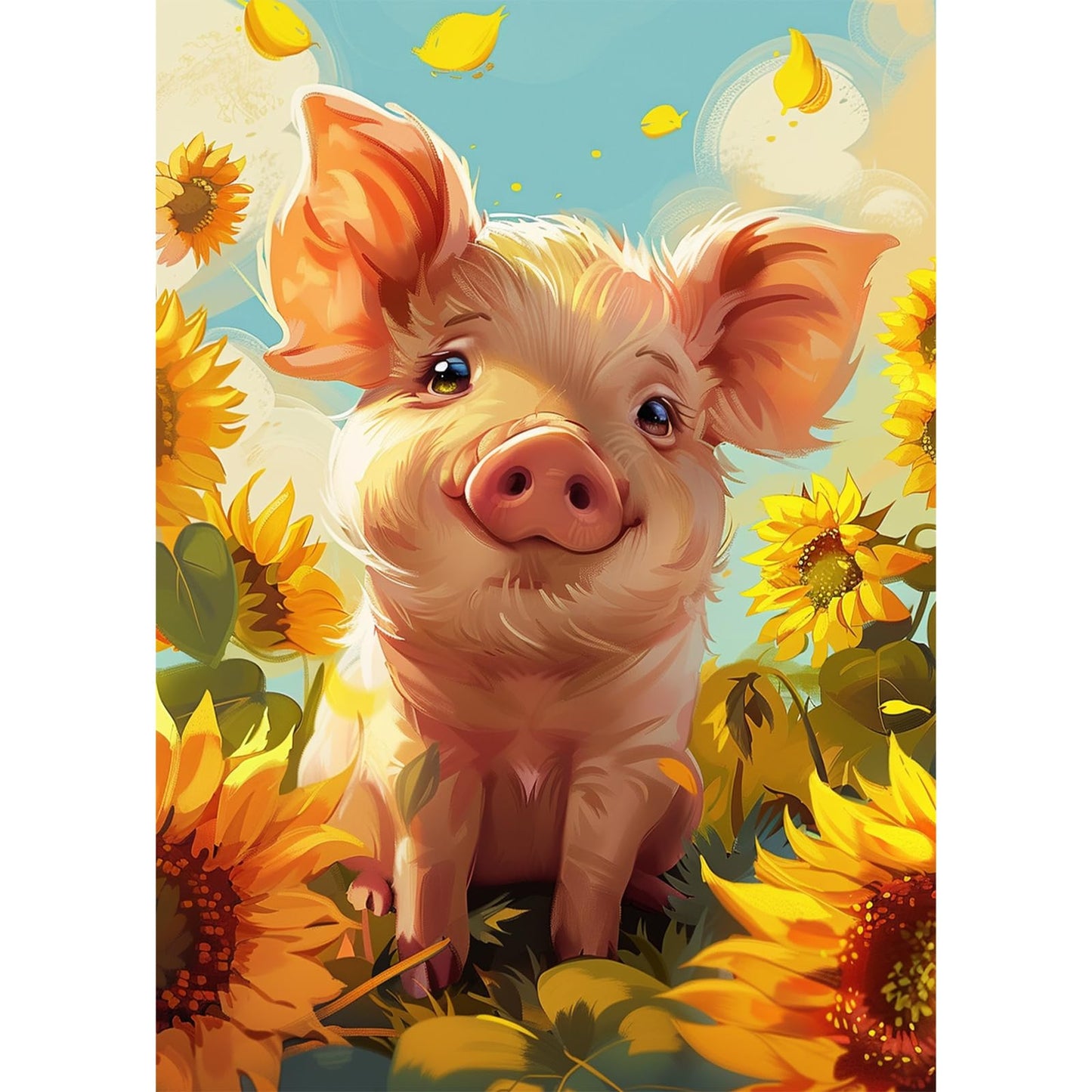 MAXBYE Pig Diamonds Painting Kits for Adults, Cute Pig DIY Diamond Art Kits for Beginner, 5D Round Full Drill Diamond Gem Art for Home Wall Decor 12x16inch