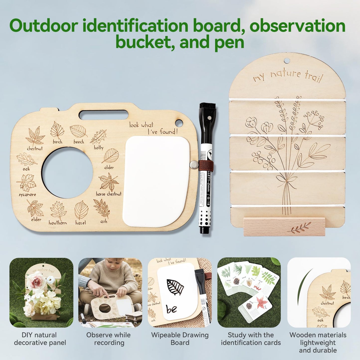 Flower Press Kit for Kids, Nature Exploration Toys with Plant ID Cards & Drawing Board, Outdoor Explorer Kit with DIY Bouquet Preservation & Dried Flower Art | Ideal Gift for Nature & Craft Lovers