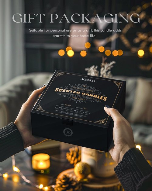 AOOVOO Scented Candles for Men - 4 Pack Candles for Home Scented, 28oz Soy Wax, 200 Hour Burn Time, Men Candle Set, Leather/Smoke & Vanilla/Whiskey Caramel/Lavender Candle Set