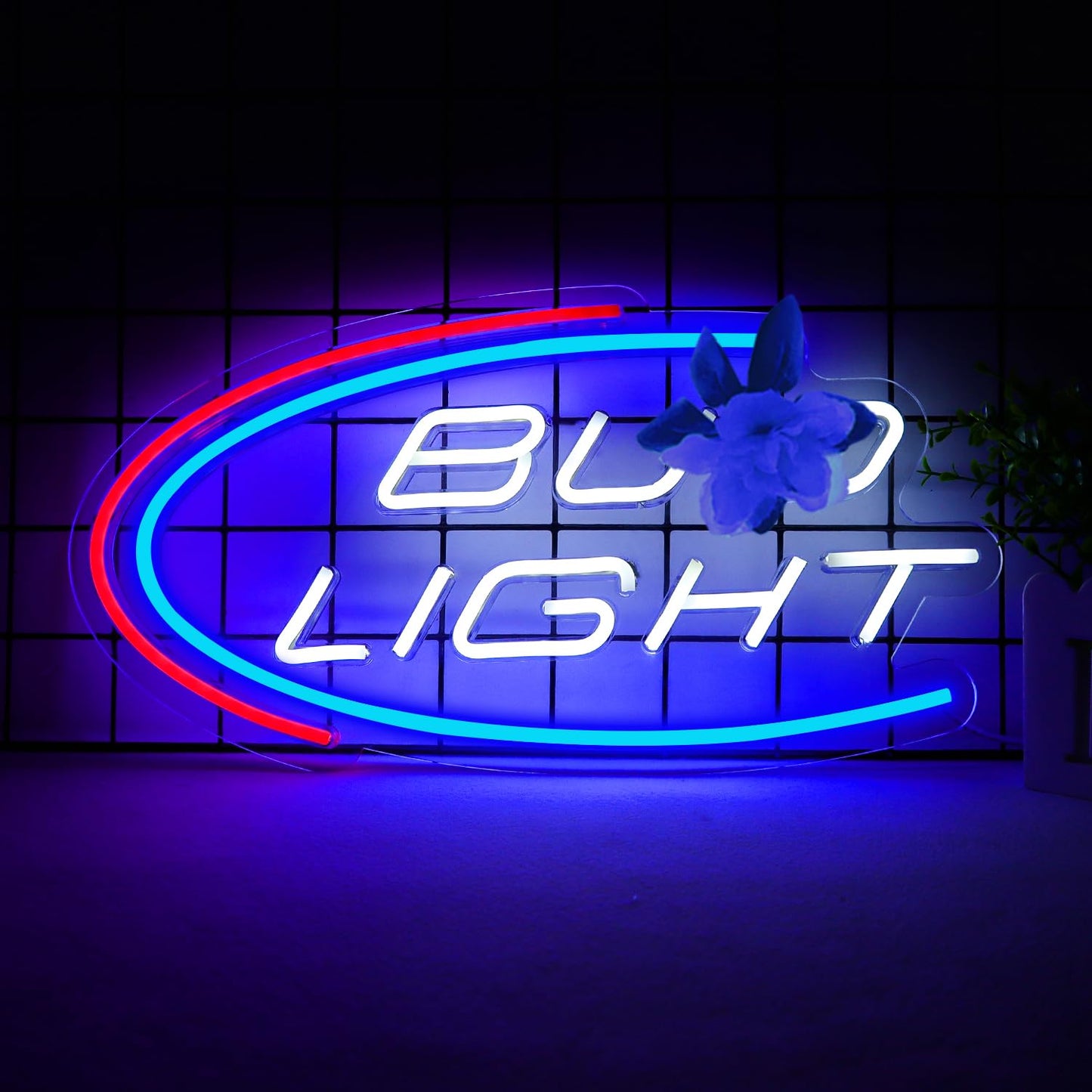 JFLLamp Crs LIGHT Neon Signs for Wall Decor Neon Lights for Bedroom Led Signs Suitable for Man Cave Bar Pub Restaurant Christmas Birthday Party Gift Led Art Wall Decorative Crs Light Bar Sign, 5V Usb Power, 17*11 Inch(Azure+red+white）