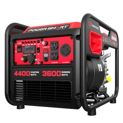 PowerSmart 4400-Watt Open Frame Inverter Generator, Gas Powered, CO-Sensor, Lightweight & Quiet for Home Use and Emergency Backup, Camping, EPA Compliant