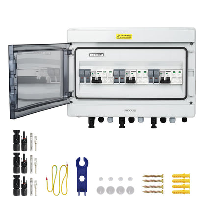 3 in 3 Out Solar Combiner Box,PV Combiner Box with 20A PV Fuse,DC 20A Circuit Breaker and Surge Protector,IP65 Solar Disconnect Switch Box for Indoor Outdoor Solar Panel System (3 in 3 Out 20A 1000V)
