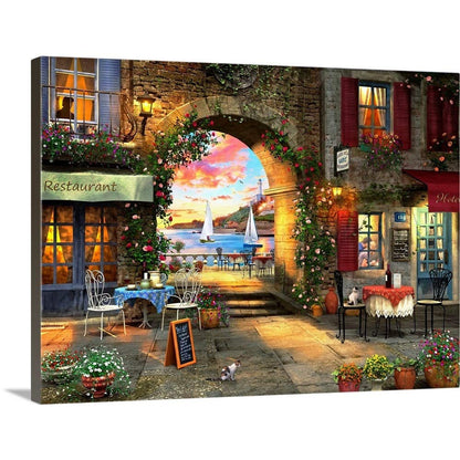 CANVAS ON DEMAND Mediterranean Evening Canvas Wall Art Print by Dominic Davison, Home Decor, Cat, Design Europe, Artwork,48" x36in