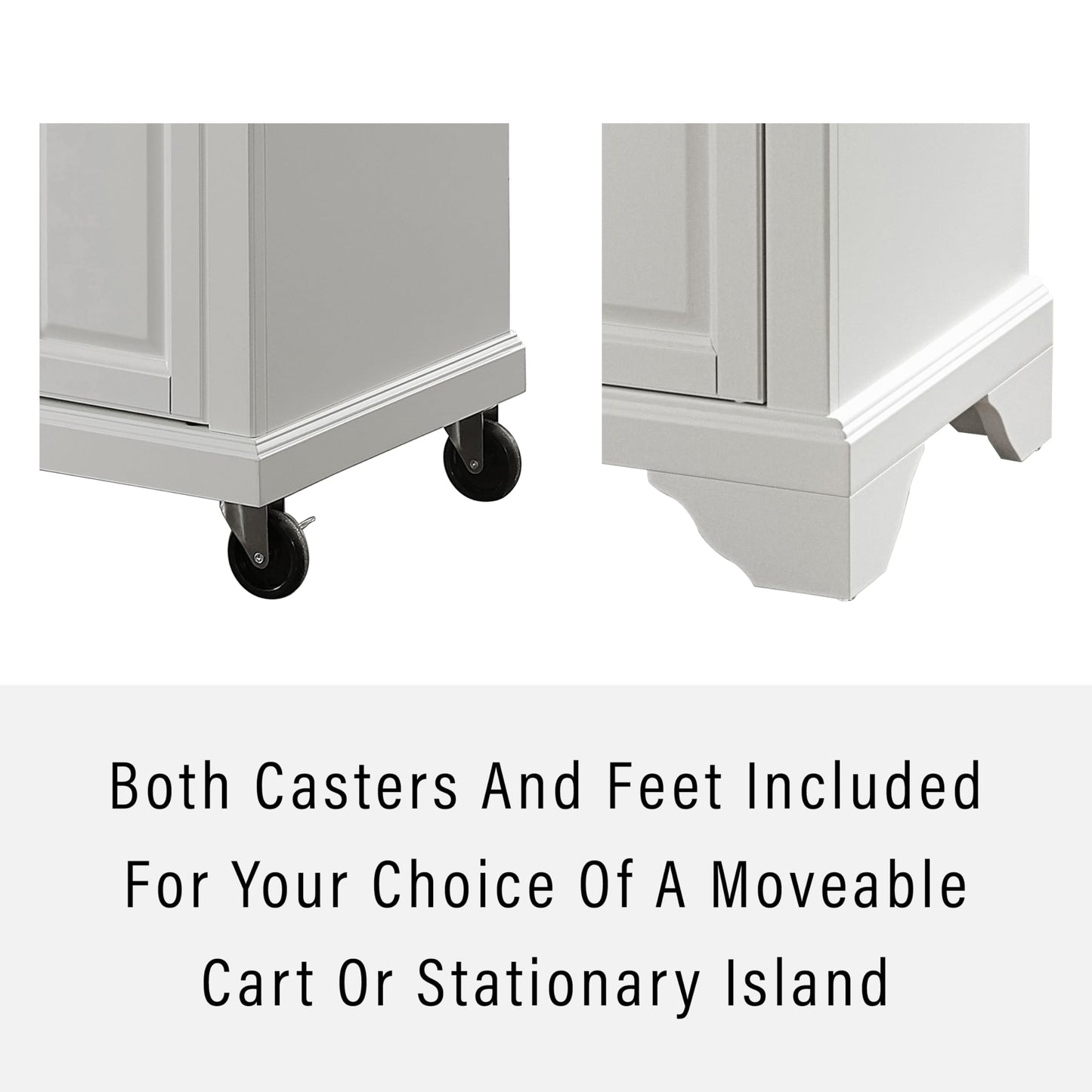 Crosley Furniture Lafayette Granite Top Small Portable Rolling Kitchen Island Storage Cart, Microwave Stand, White
