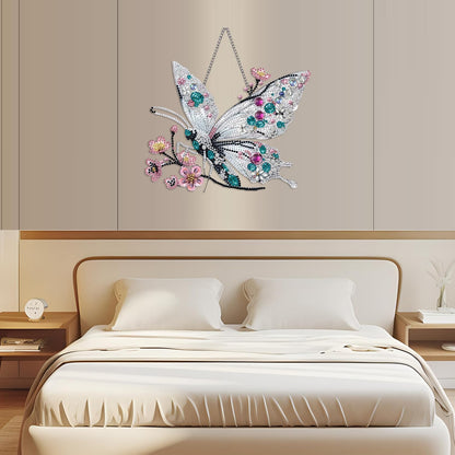 STGLCR Hanging Diamond Art Kits for Adults Pendant Butterfly, Special Shaped Crystal DIY Diamond Painting Kit, Acrylic Board Flower Pendants Double Sided, Home Decor 9.64 Inch
