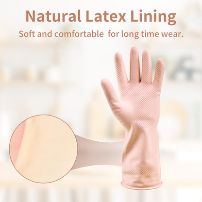 HUGROSE Dishwashing Gloves, 9 Pairs Reusable Medium Kitchen Gloves, Wear-Resistant Natural Latex with Non-Slip Palm, Flocked Liners for Better Grip, Soft Comfort for Garden, Toilets