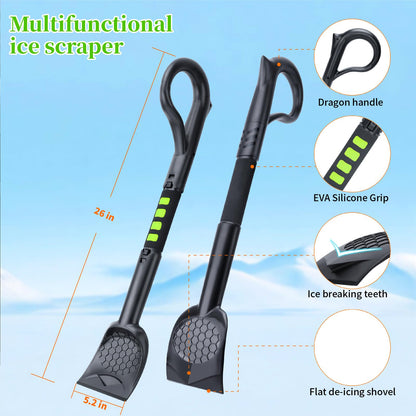 25.8'' Larger Ice Scrapers for Car Windshield | Dang Near Indestructible Ice from Scrape Frost and Ice |3-in-1 Emergency Snow Shovel | Detachable Remover with Foam Grip for Small Cars, Trucks, SUVs