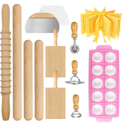 Pasta Making Tools Set, 13 PCS Pasta Making Kit Pasta Making Accessories Homemade Noodle Kit Ravioli Cutter Set