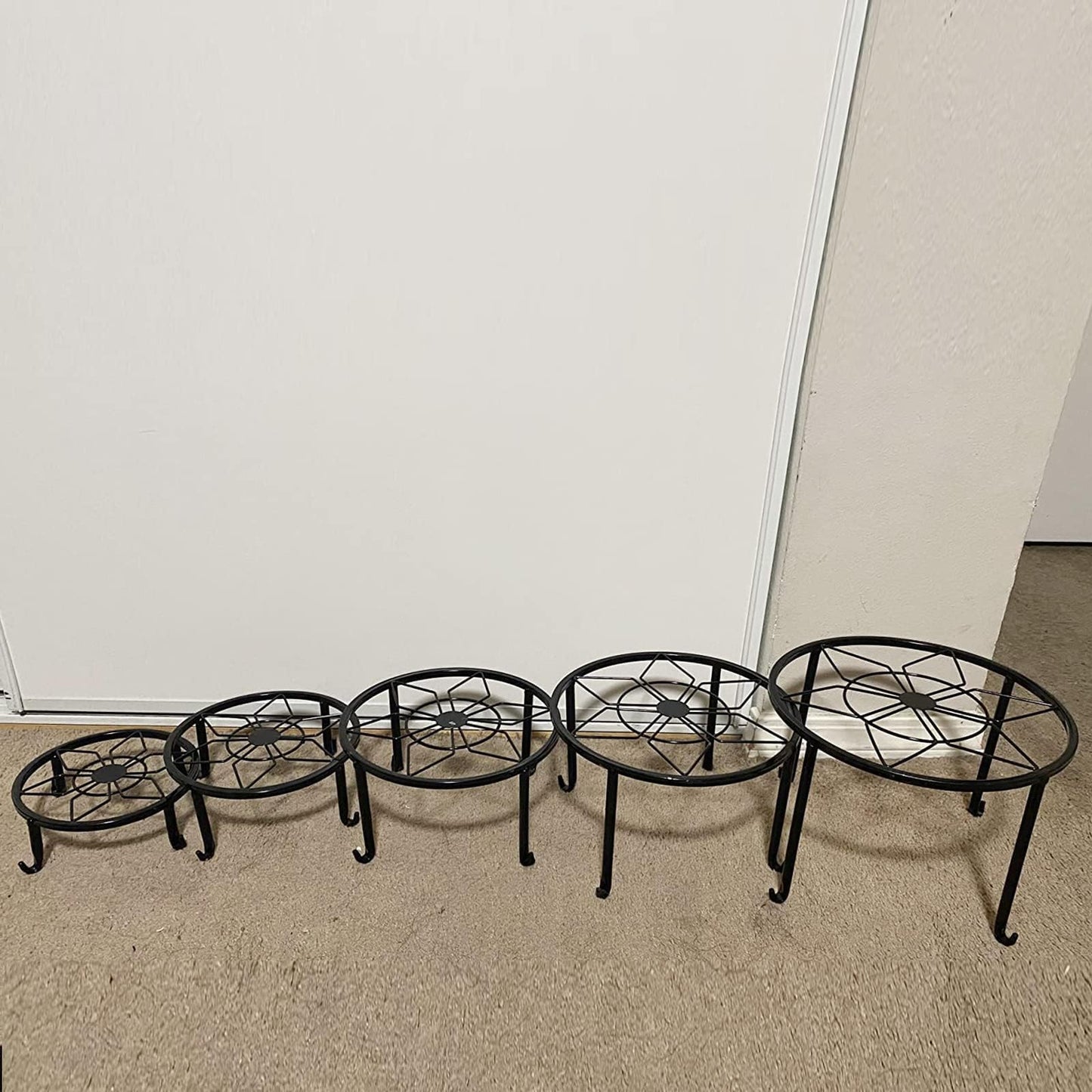 Autopromake 5 Pack Metal Plant Stands,Heavy Duty Potted Holder for Flower Pot,Indoor Outdoor Metal Rustproof Iron Garden Container Round Supports Rack for Planter
