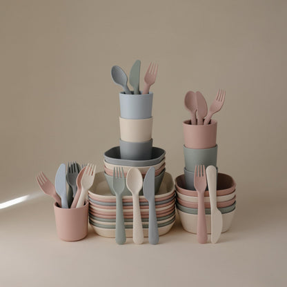 mushie Dinnerware Cutlery Set of 3 For Kids | Made in Denmark (Ivory)