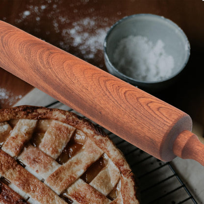 TUSIWIT Classic Sapele Wooden Rolling Pin With Handles,Wood Baking Roller （17''L x 1.77"W)
