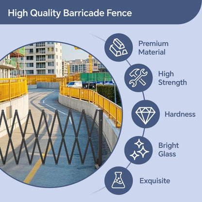 23FT Industrial Expandable Barricade, Folding Security Gate with Wheels, Retractable Driveway Gate, Adjustable Traffic Fence for Construction Site, Traffic Control, Cordon, Elevator, Garage