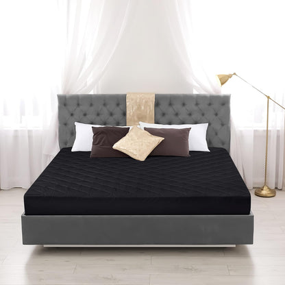 Utopia Bedding Quilted Fitted Mattress Pad - Queen Size Deep Pocket Protector | Machine Washable (Black)