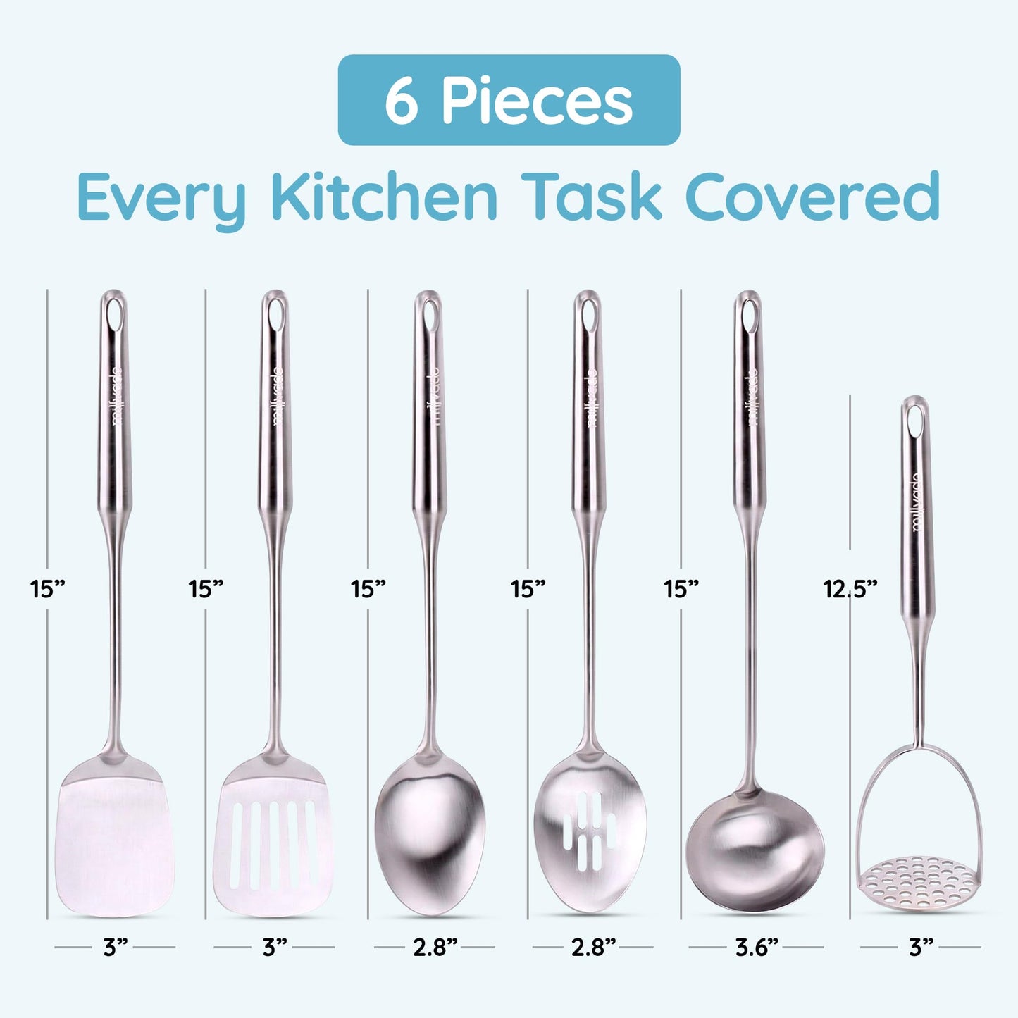 Stainless Steel Slotted Cooking Spoon, 15 Inch Large Metal Chef Strainer Utensil For Cooking, Serving, And Mixing, The #1 Dishwasher Safe Kitchen Tool, Long Spoon With Holes