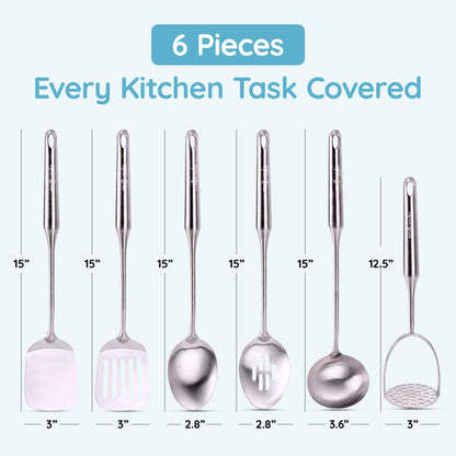 Stainless Steel Slotted Cooking Spoon, 15 Inch Large Metal Chef Strainer Utensil For Cooking, Serving, And Mixing, The #1 Dishwasher Safe Kitchen Tool, Long Spoon With Holes