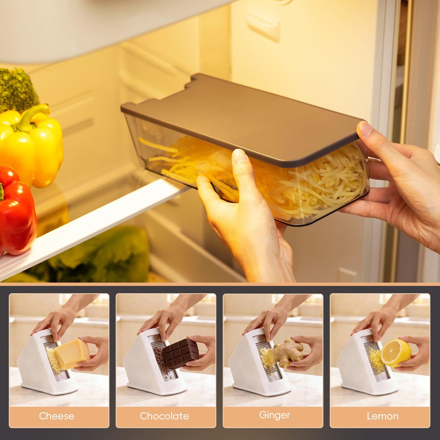 ONCE FOR ALL Safe Mandoline Slicer For Kitchen, AdjustableThickness 0.1-8 mm Professional Vegetable Slicer For Food, Fruit Slices, Potato Chips, Fast Meal Prep (4th Gen Gray)