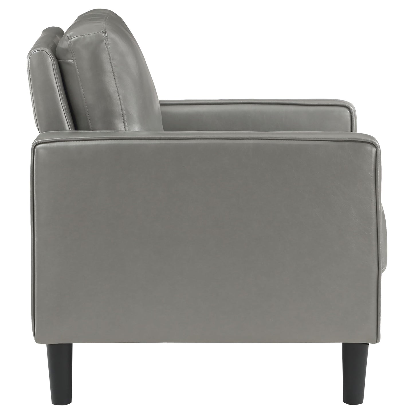 Coaster Home Furnishings - Ruth - Track Arm Accent Chair with Gray Faux Leather Upholstery, Foam Cushion and Tapered Legs - Living Room - Gray - 508367