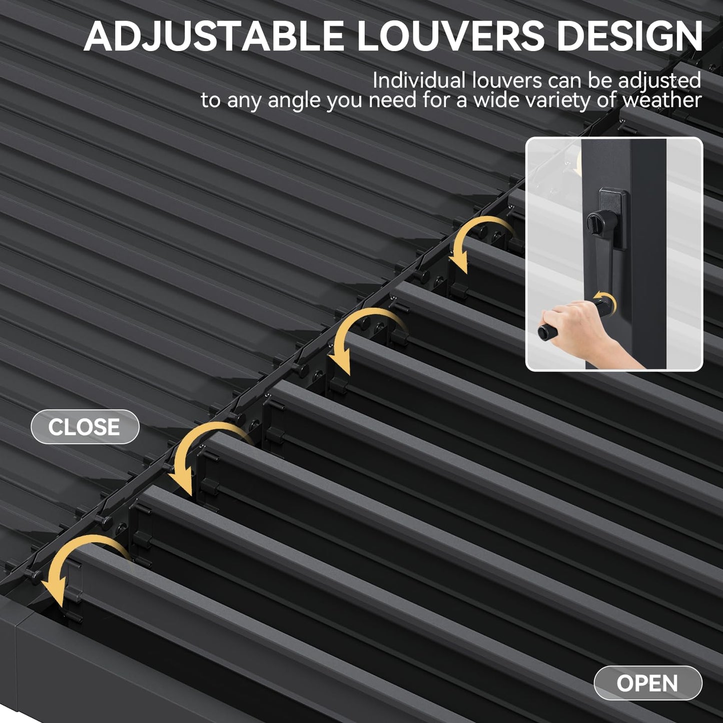 Aoxun Louvered Pergola 10x12 All-Aluminum Outdoor Gazebo with Independent Adjustable Roofs, Waterproof Curtains and Netting, Integrated Drainage System for Patios & Backyard