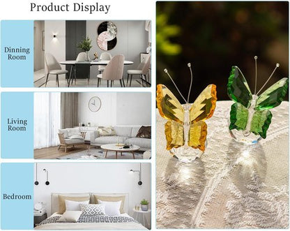 H&D Hyaline & Dora Crystal Flying Butterfly Figurine Set - Handmade Glass Decor | Pack of 2