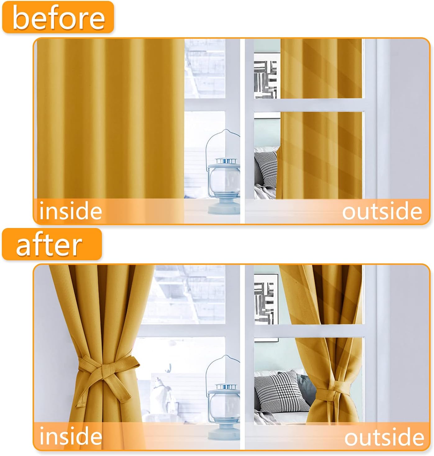2 52 45 Inch Hiasan Blackout Curtains for Bedroom - Thermal Insulated & Light Blocking Window Curtains for Living