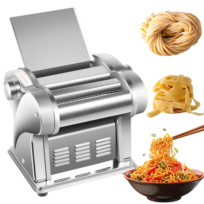 Electric Pasta Maker Machine 135W Family Noodle Maker Pasta Dough Spaghetti Roller Pressing Machine Stainless Steel for Home Family Use (1.5mm Flat Noodle+4mm Flat Noodle)