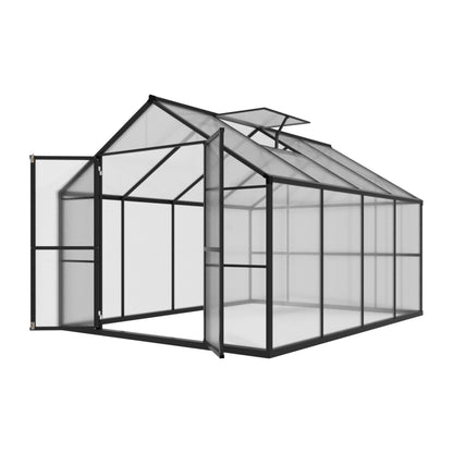 Yardenaler 8x8 FT Outdoor Greenhouse Kit, Polycarbonate Aluminum Walk-in Greenhouse with Adjustable Roof Vent and Lockable Door, Backyard Garden in Winter, Gray