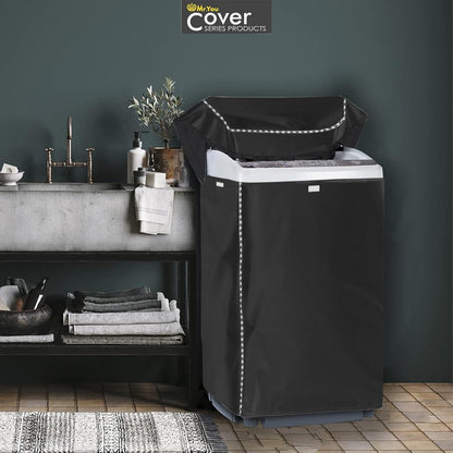 Portable Washing Machine Cover, Waterproof Top Load Washer Dryer Cover (20" x 20" x 34", Black)