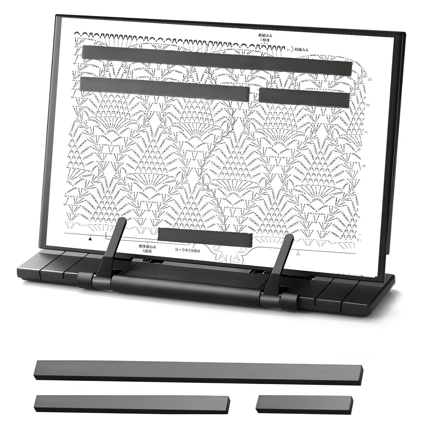 Knitting Pattern Holder with 4 Replacement Black Magnets, Knitting Chart Keeper Cross Stitch Pattern Holder for Crochet, Cross Stitch Supplies & Accessories, 11.22" Lx7.28 W