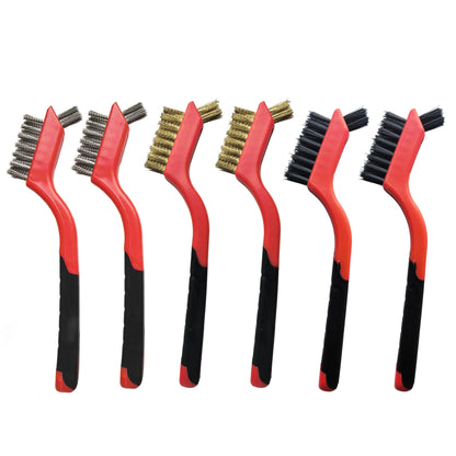 Small Wire Brushes Set for Cleaning Rust Removal in Holes, 6pcs Brass/Stainless Steel/Nylon Brushes