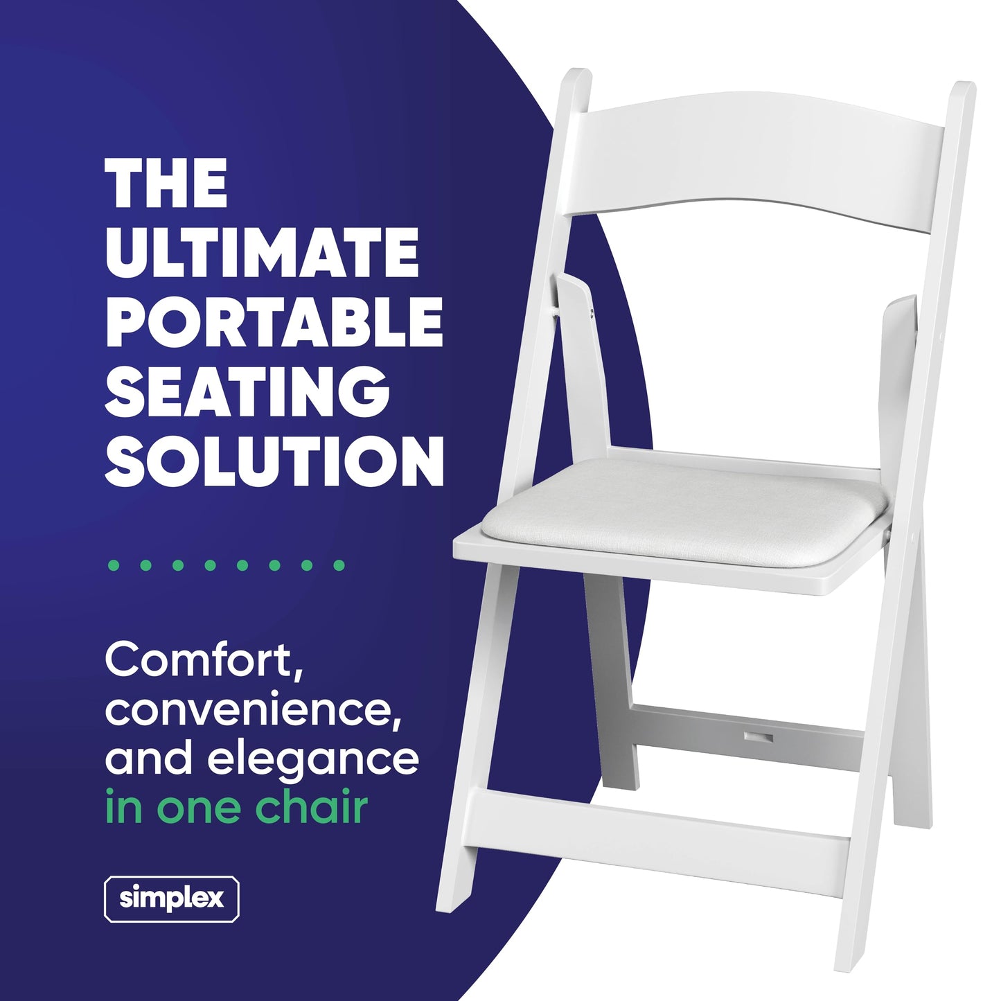 100 White Resin Folding Chairs, Stackable Event & Party Chairs, 800 LB Weight Capacity, Indoor Outdoor