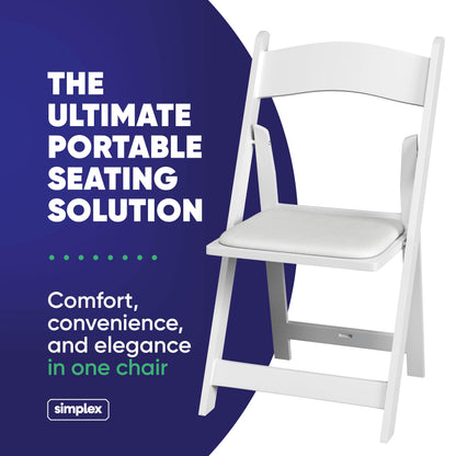 100 White Resin Folding Chairs, Stackable Event & Party Chairs, 800 LB Weight Capacity, Indoor Outdoor