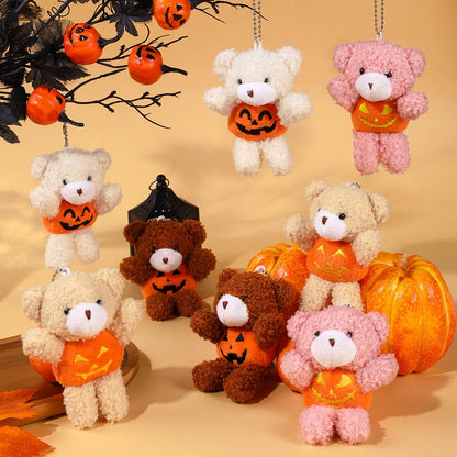 DULEFUN 12pcs Halloween Plush Bear Toys in Pumpkin Costume Trick or Treat Toy for Kids Boys Girls Goodie Bag Fillers Halloween Birthday Holiday Party Favors