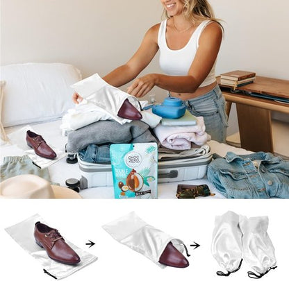 GONGKANGYUAN Travel Shoe Bags - 4 Pack Satin Fabric with Drawstring for Men & Women - Protect & Store Shoes