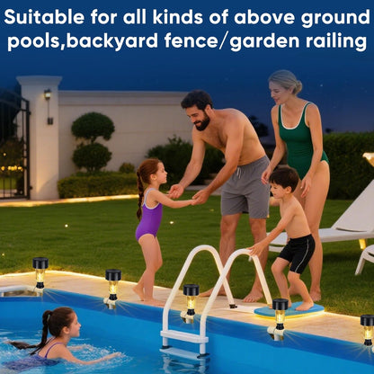 6 Pack Swimming Solar Pool Lights for Framed Above Ground Pools - Super Bright Warm White Pool Lights for Above Ground
