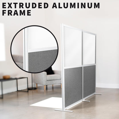 VIVO Modular Wall System, 2 PET and Whiteboard Panels, Professional Office Cubicle Dividers, Freestanding Privacy-Screen, 66 inches High, White and Dark Gray, PP-MWS63WB