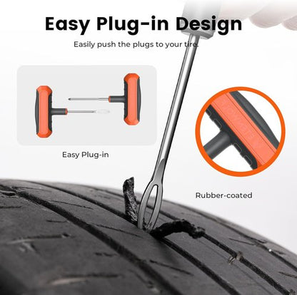 ETENWOLF Tire Repair Kit - 16-Piece Heavy Duty Plug Set for Cars, Motorcycles, ATVs, Trucks | Vivid Orange