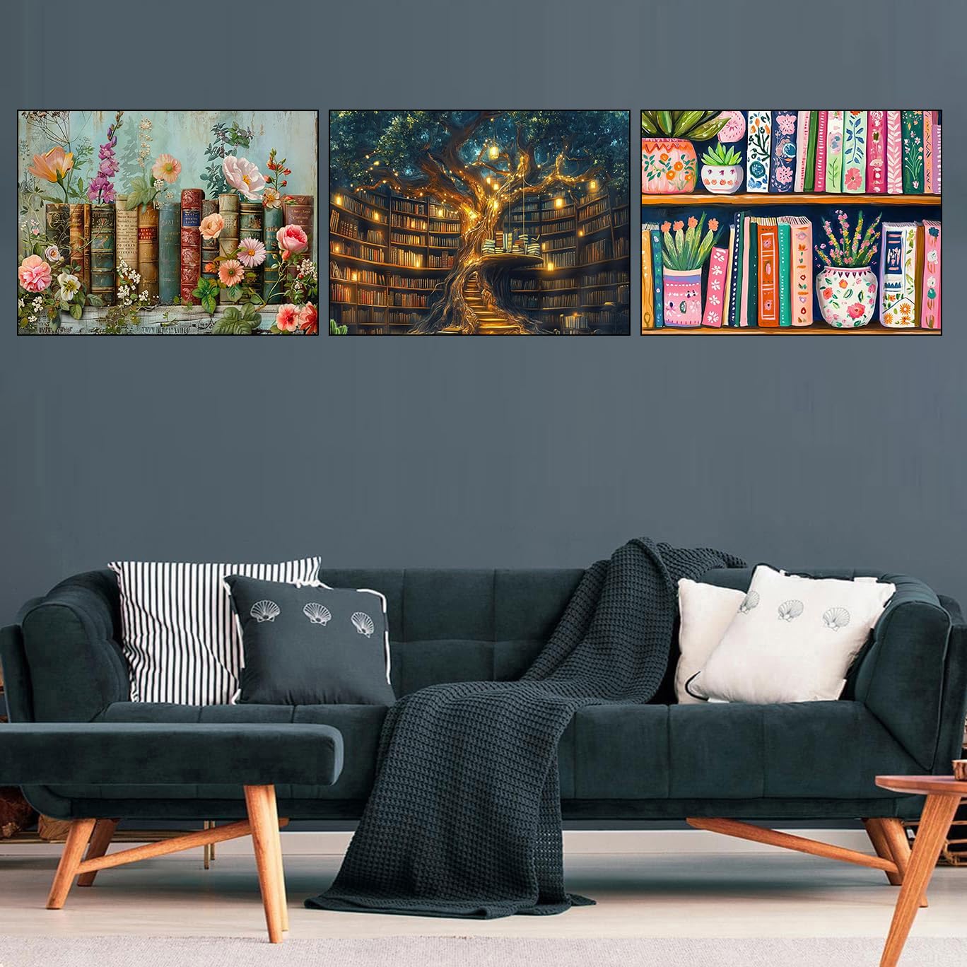 croshom Diamond Art Kits for Adults, 3 Packs Books Diamond Painting Kits for Adults, 5D DIY Full Round Drill Gem Craft for Adult Gifts, Home Wall Decor 11.8" x 15.7"