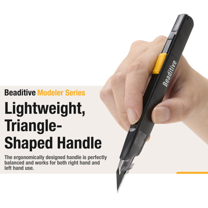 Beaditive High Precision Detail Craft Knife with 10 Blades - 30 Degree Blade Utility Knife - Art, Craft, Model Making (1 Black Knife, 10 Black Blades)