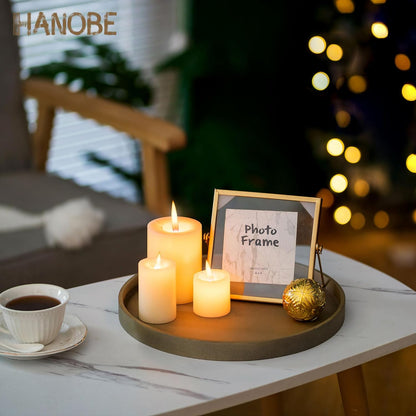 12" Hanobe Decorative Coffee Table Tray: Round Gold Tray for Home Decor - Circle Ottoman Trays for Entryway Table
