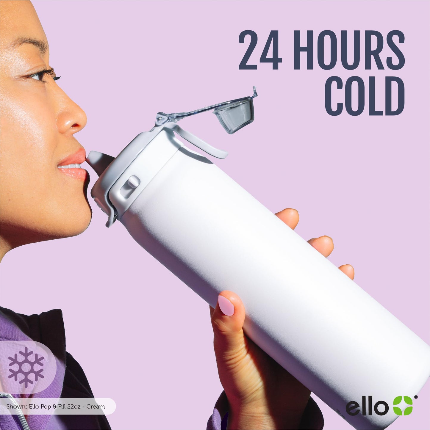 Ello Pop & Fill 32oz Stainless Steel Water Bottle with Quick Fill Technology, Double Walled and Vacuum Insulated Metal, Leak Proof Locking Lid, Sip and Chug, Reusable, BPA Free, Coastal Sunrise
