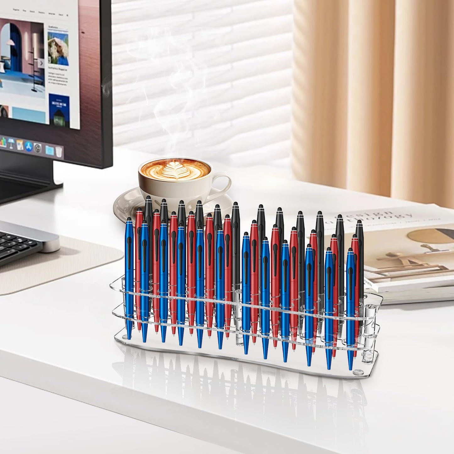 YIMITEE 3 Pack Acrylic Pen Holder, 26-Slot Clear Pencil Display Stand, Eyebrow Pen Stands, Makeup Brush Rack Organizer, Art Brush Desk Stand Organizer for Home, Store, School Office Supplies